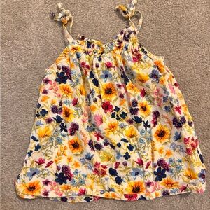 Girls Floral Sunflower Print Tank Top - White / Yellow